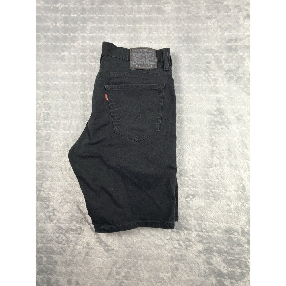 Levi Strauss & Co 541 Mens Black Dark Wash Denim Shorts Slim Fit 10" 5-Pocket